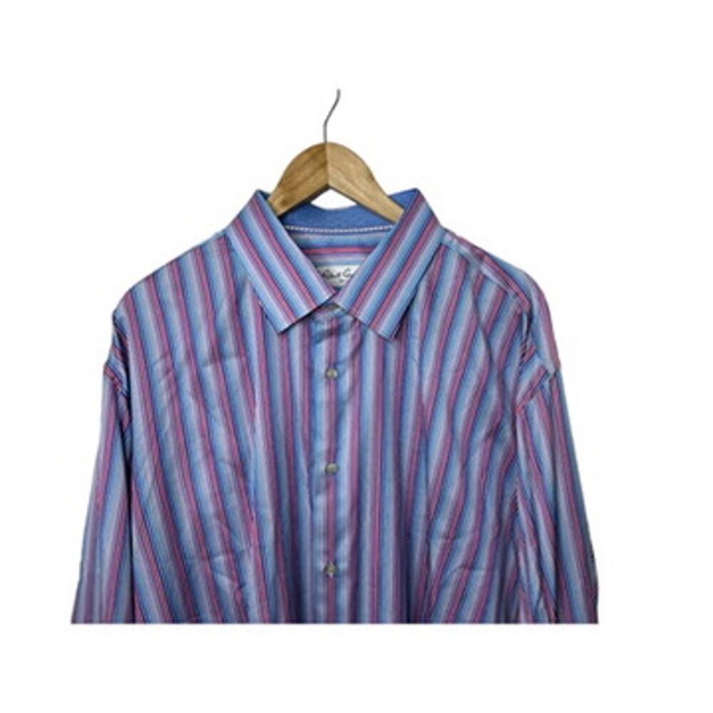 Robert Graham Multi-Color Pinstripe Button-Down Shirt Men's 48 19 34/35 BIG - Picture 2 of 7